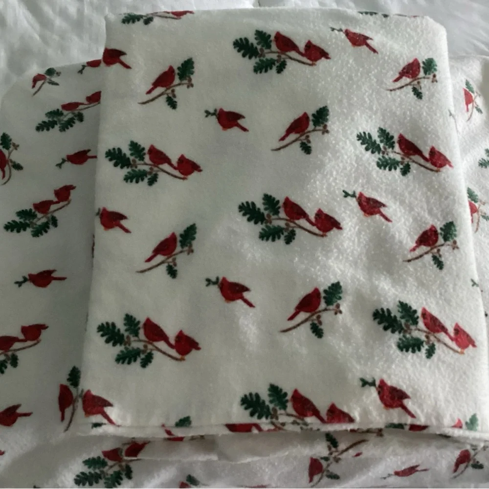 Martha Stewart Flannel Full Winter Cardinal Fitted Sheet ONLY